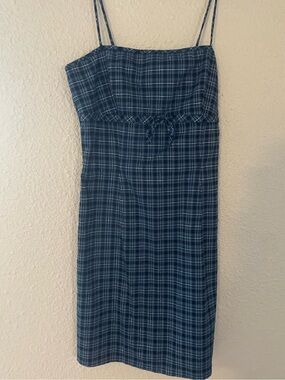 Vintage 90’s Blue Plaid Spaghetti Strap Dress
